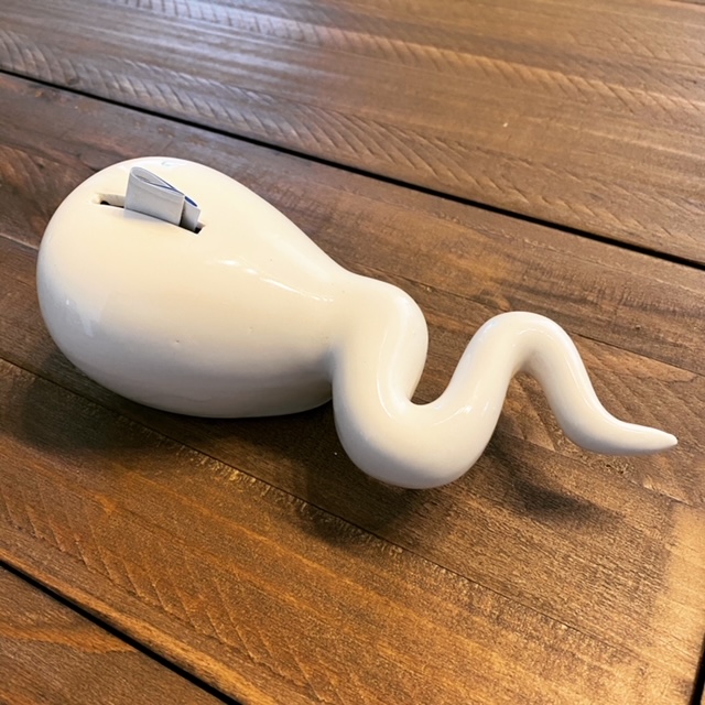 ceramic sperm bank on table